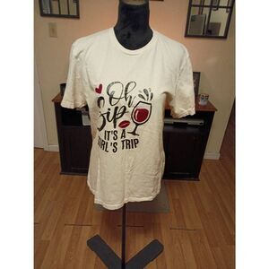 Medium Girls Trip Wine Glass Cream Red Short Sleeve Pullover Shirt Tee Tshirt